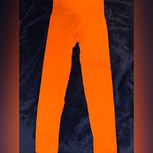 Neon Orange Ribbed Leggings